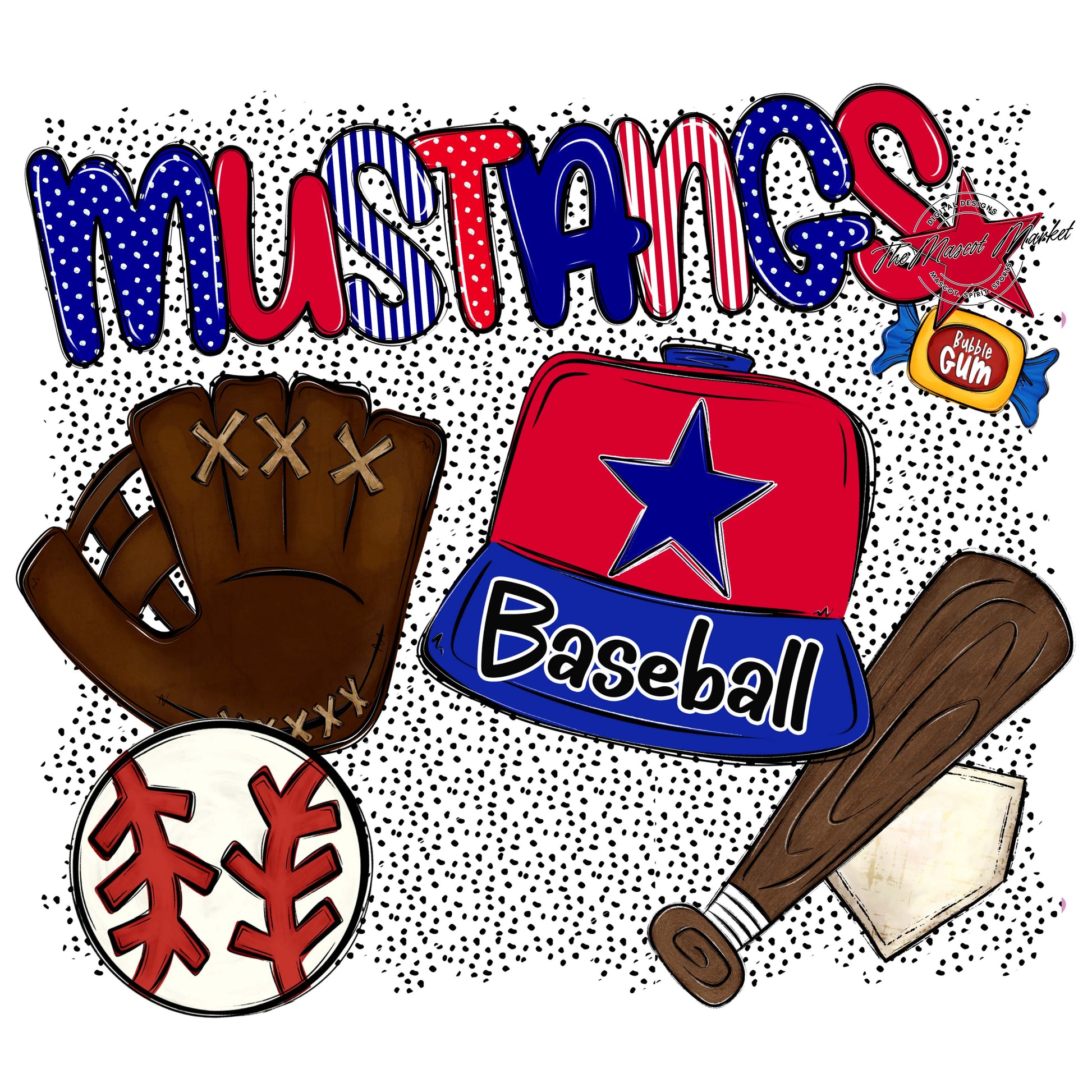 Mustangs Baseball Spirit-Blue & Red