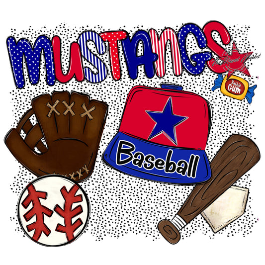 Mustangs Baseball Spirit-Blue & Red