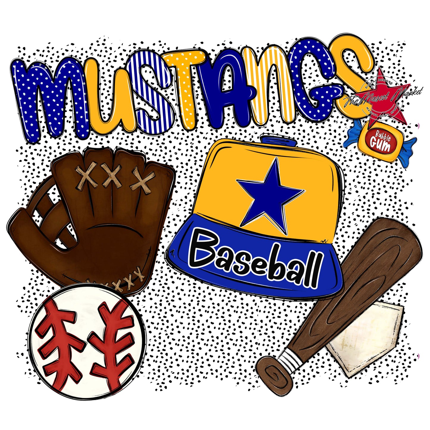 Mustangs Baseball Spirit-Blue & Yellow