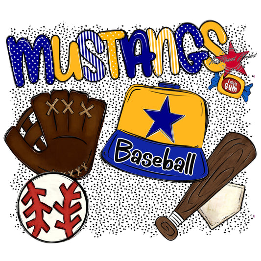 Mustangs Baseball Spirit-Blue & Yellow