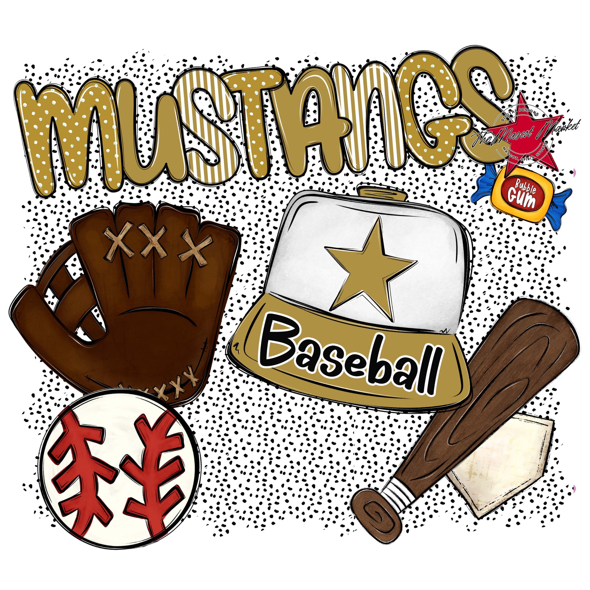 Mustangs Baseball Spirit-Gold