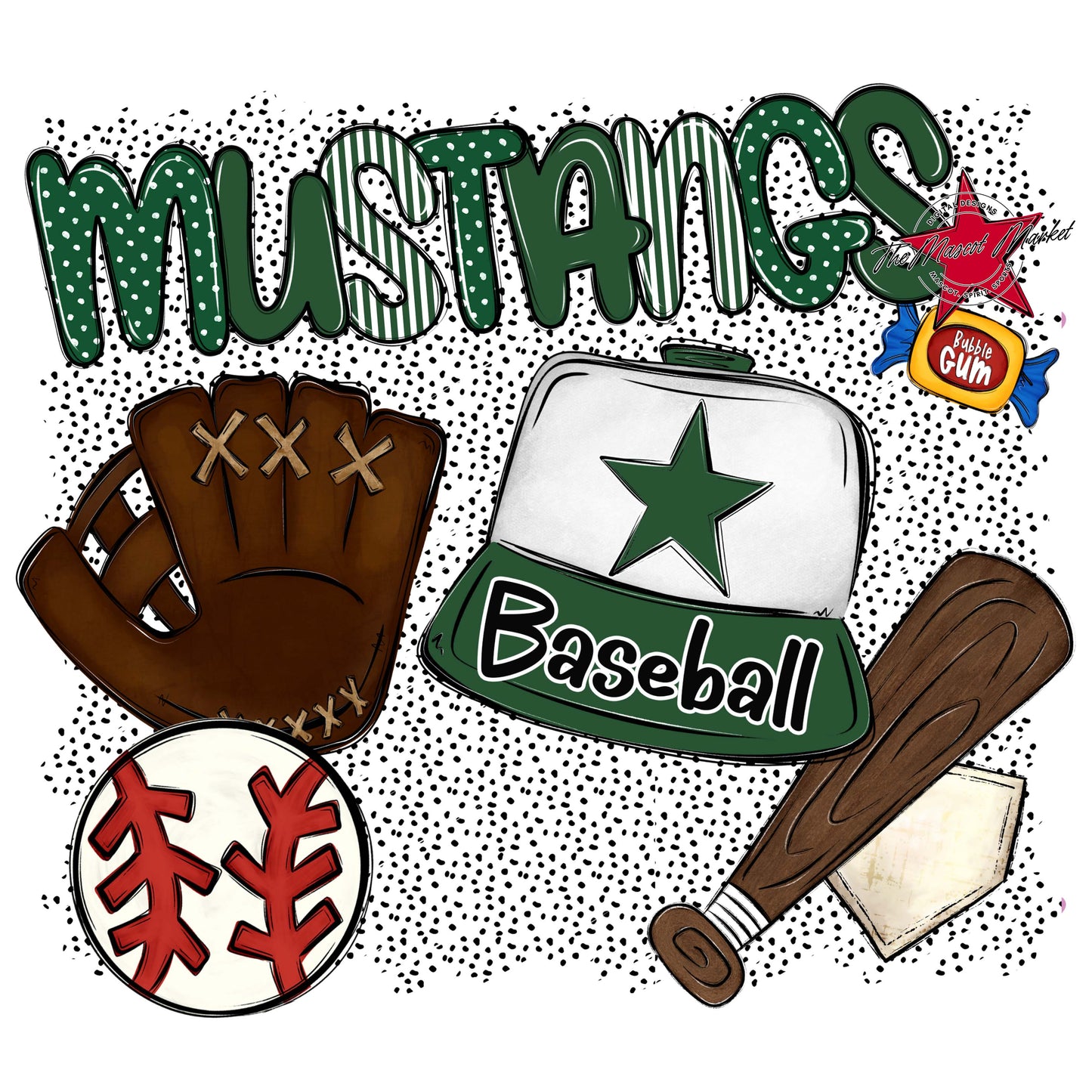 Mustangs Baseball Spirit-Green