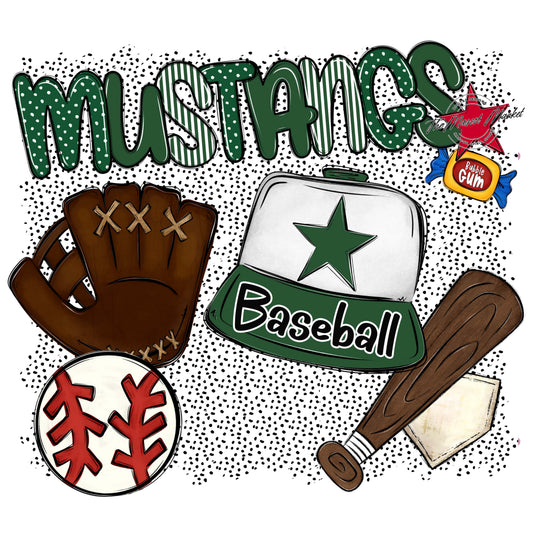 Mustangs Baseball Spirit-Green