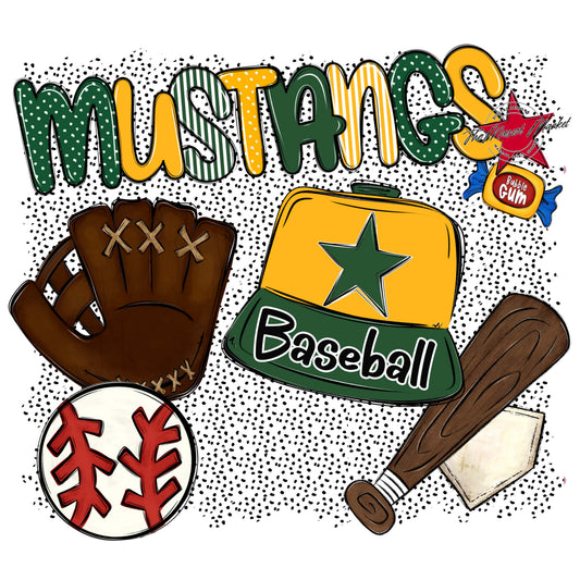 Mustangs Baseball Spirit-Green & Yellow