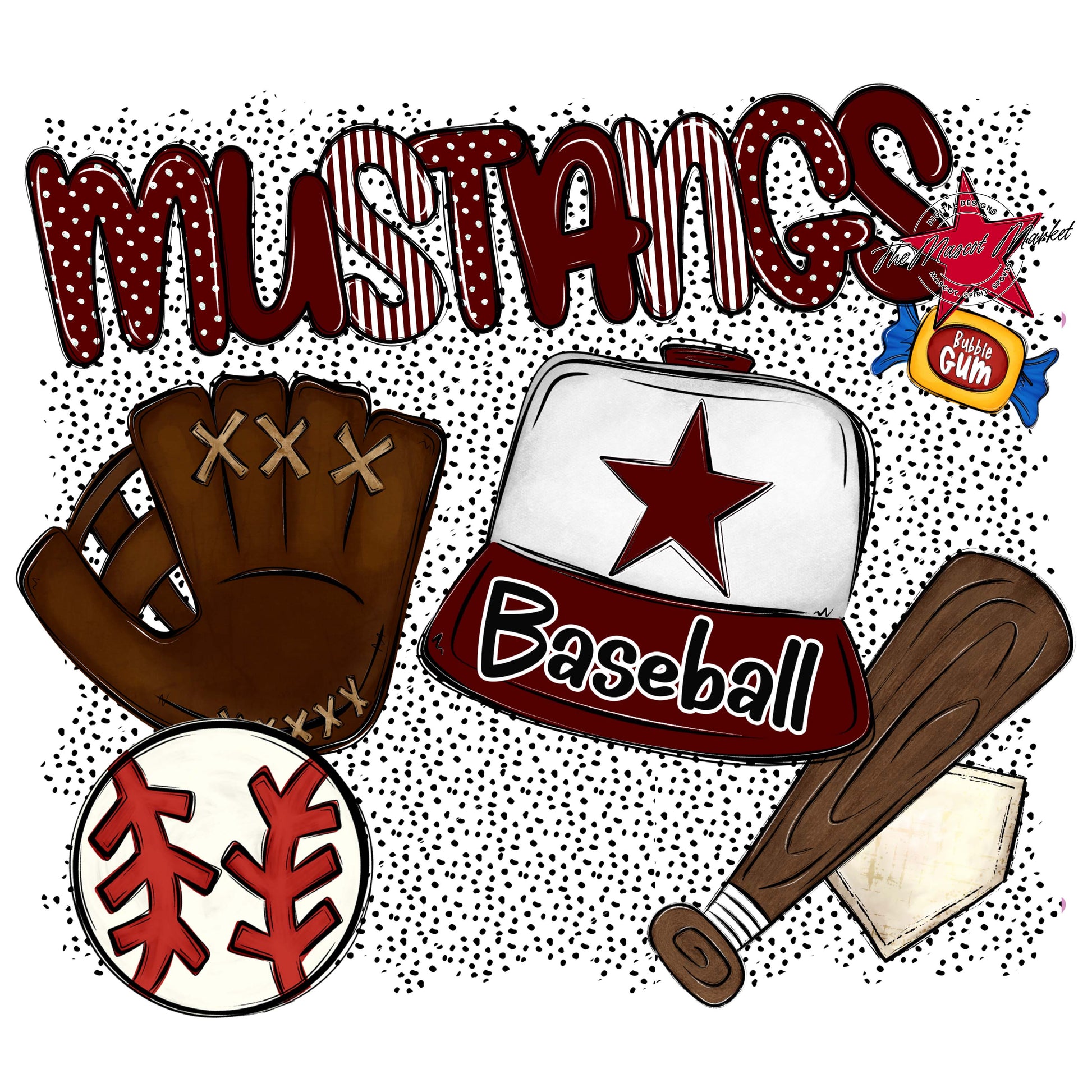 Mustangs Baseball Spirit-Maroon