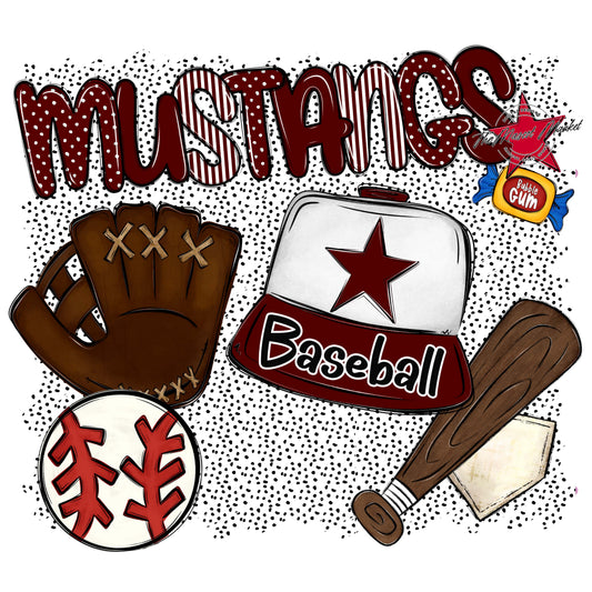 Mustangs Baseball Spirit-Maroon