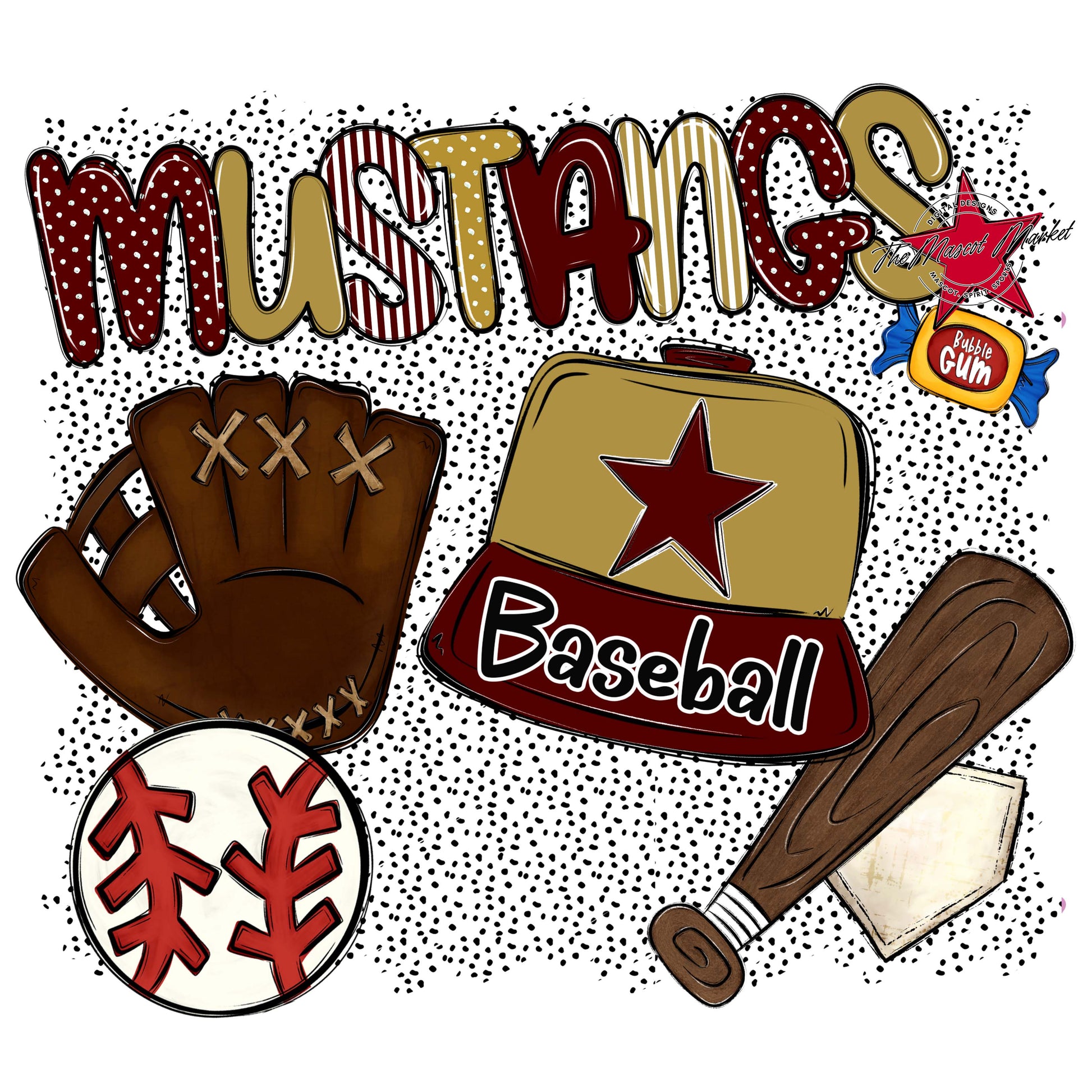 Mustangs Baseball Spirit-Maroon & Gold