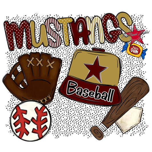 Mustangs Baseball Spirit-Maroon & Gold