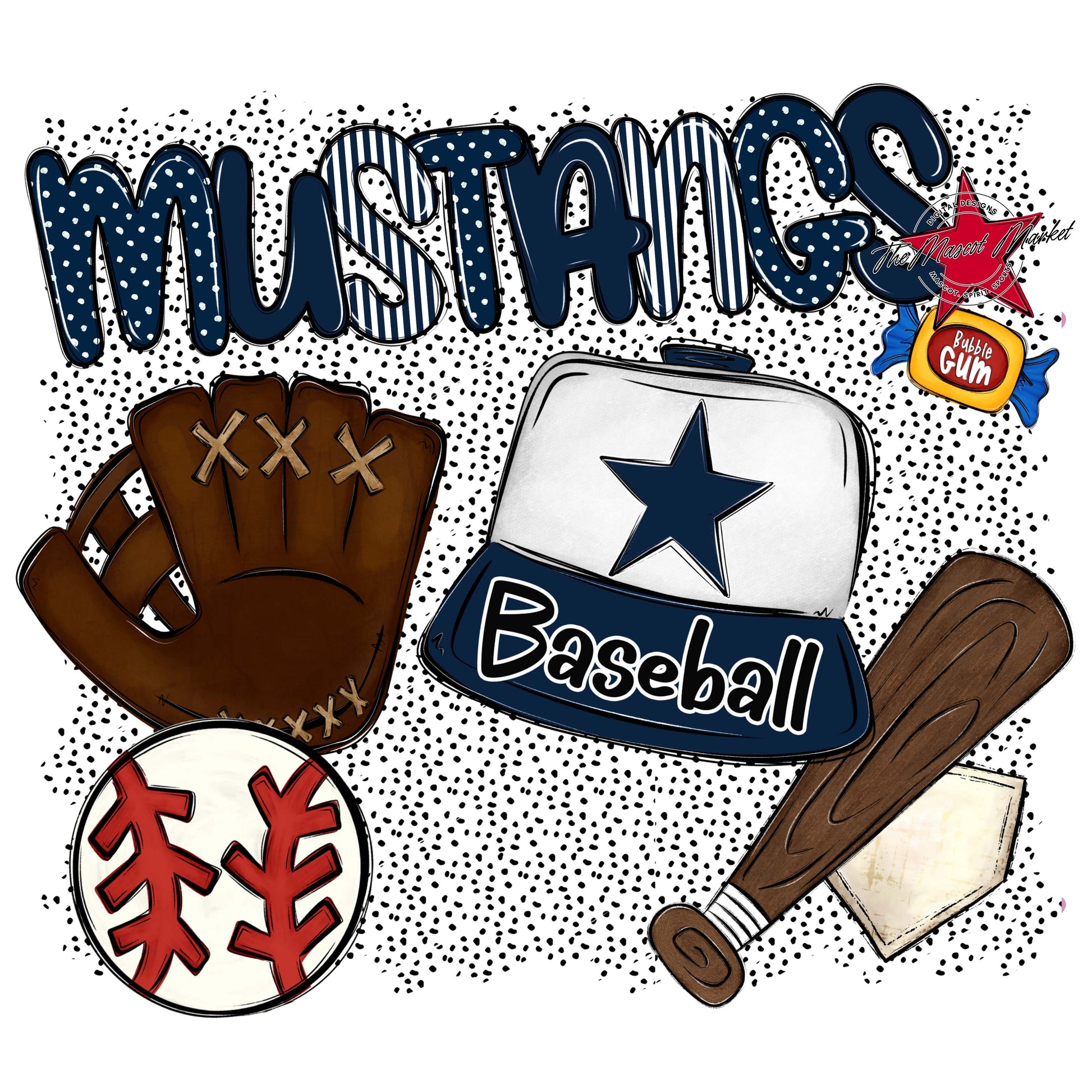 Mustangs Baseball Spirit-Navy