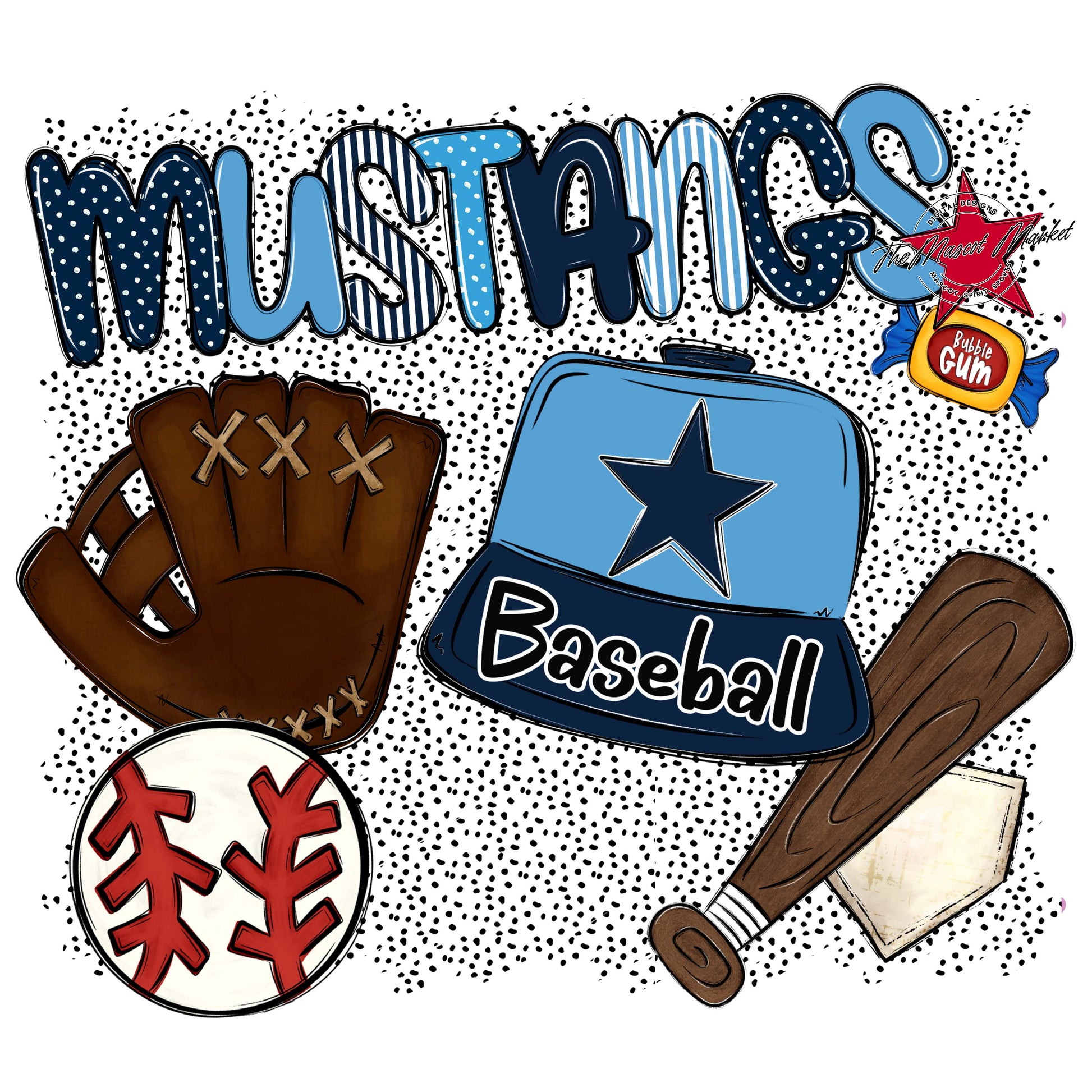 Mustangs Baseball Spirit-Navy & Carolina Blue