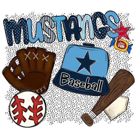 Mustangs Baseball Spirit-Navy & Carolina Blue