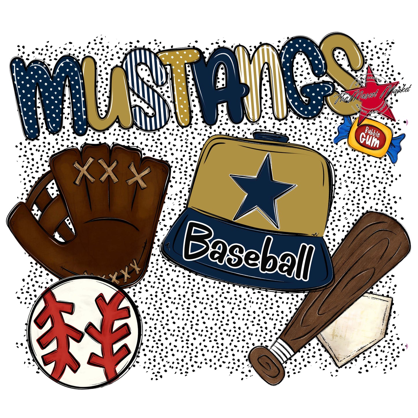 Mustangs Baseball Spirit-Navy & Gold