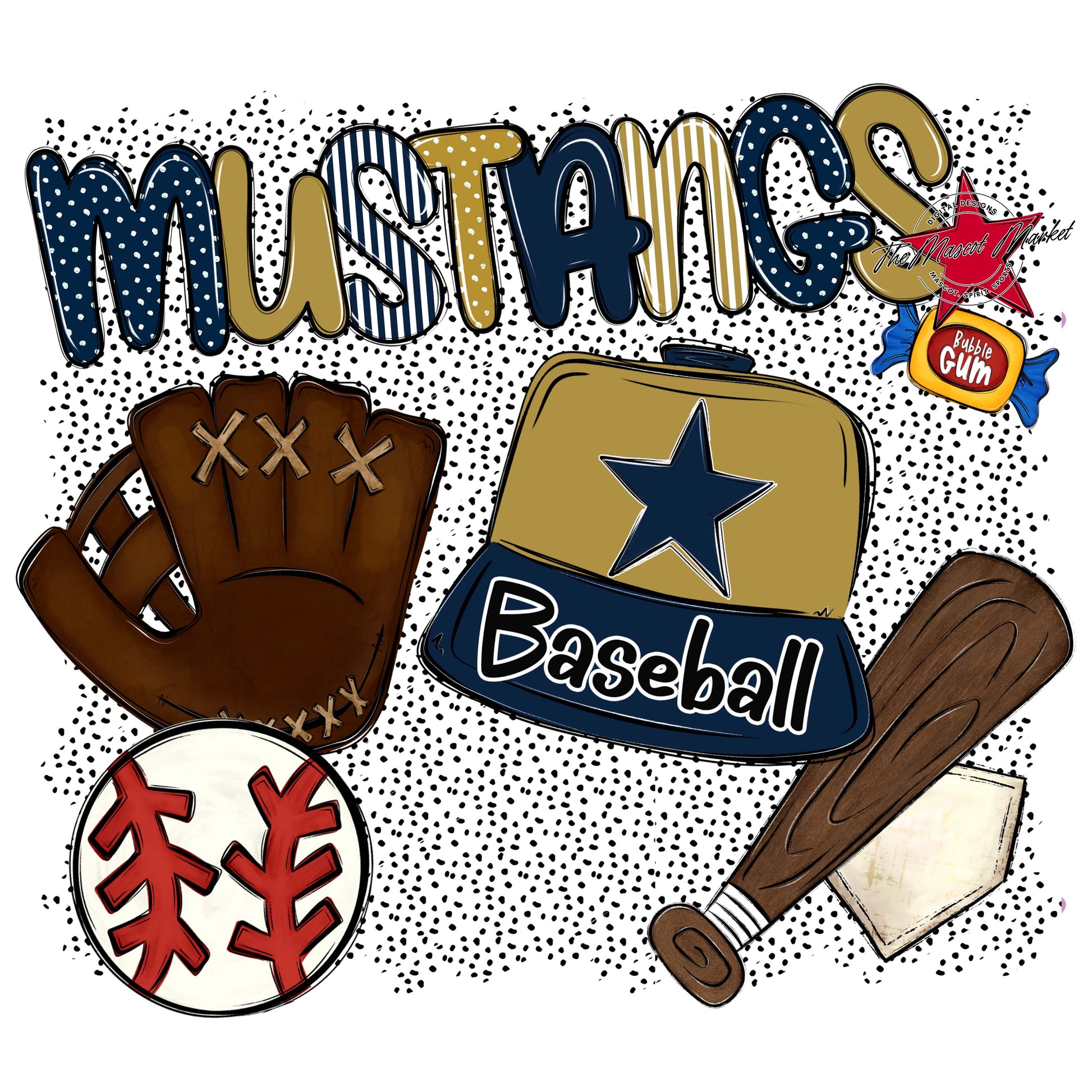 Mustangs Baseball Spirit-Navy & Gold