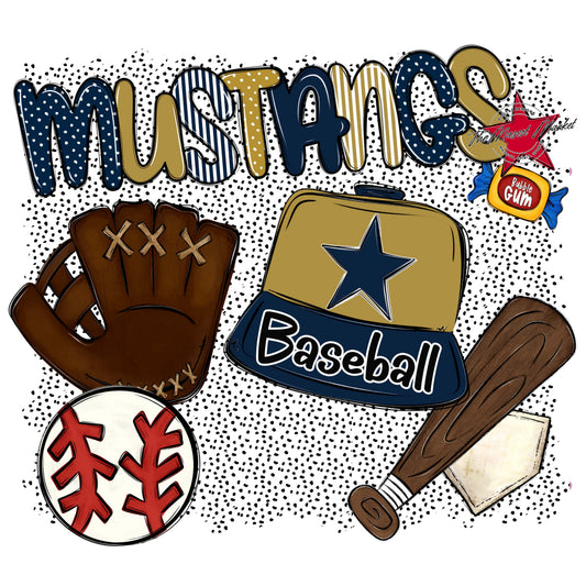Mustangs Baseball Spirit-Navy & Gold