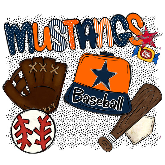 Mustangs Baseball Spirit-Navy & Orange