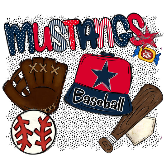 Mustangs Baseball Spirit-Navy & Red