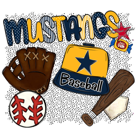 Mustangs Baseball Spirit-Navy & Yellow