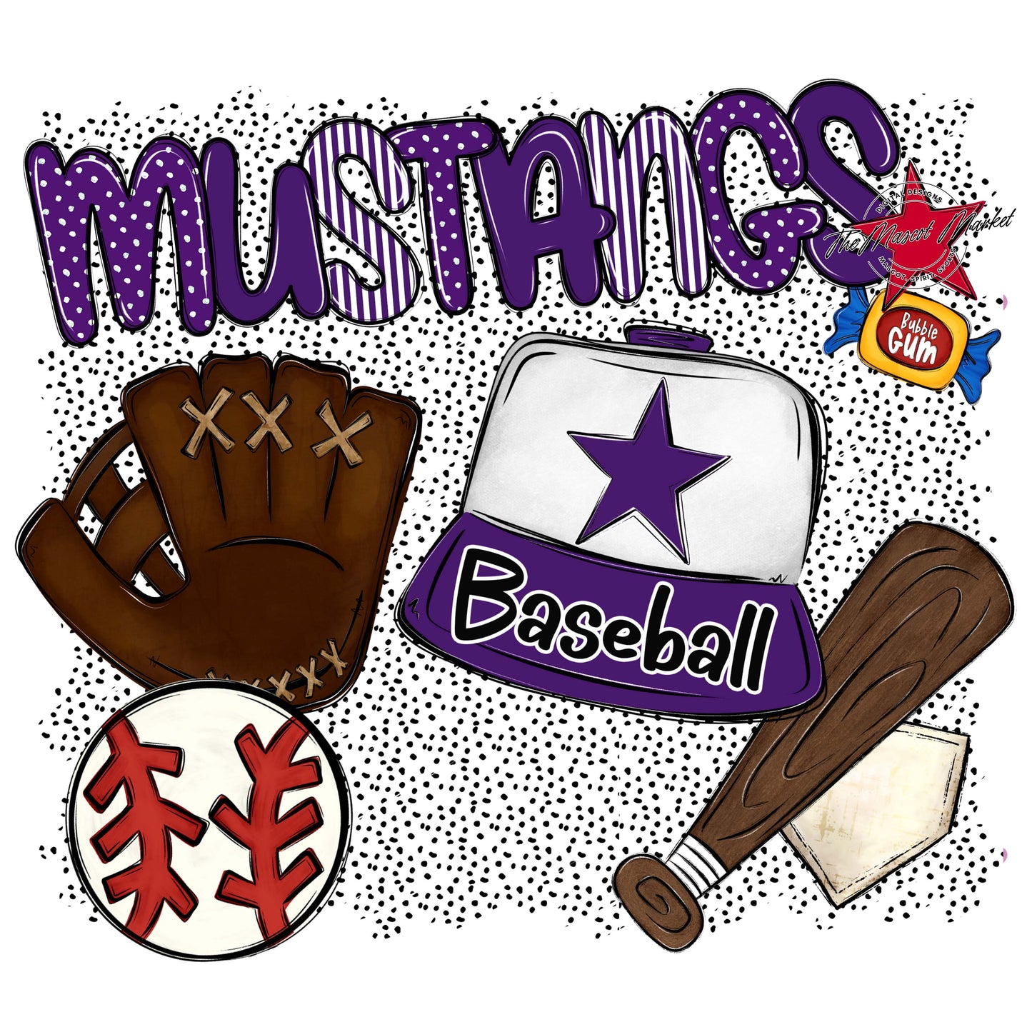 Mustangs Baseball Spirit-Purple
