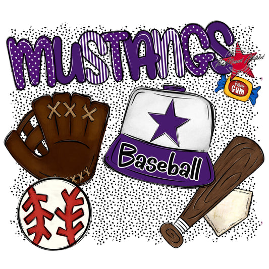 Mustangs Baseball Spirit-Purple