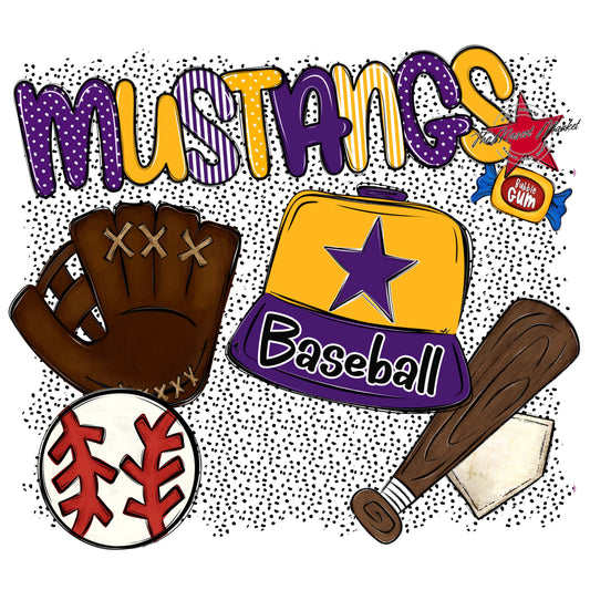 Mustangs Baseball Spirit-Purple & Yellow