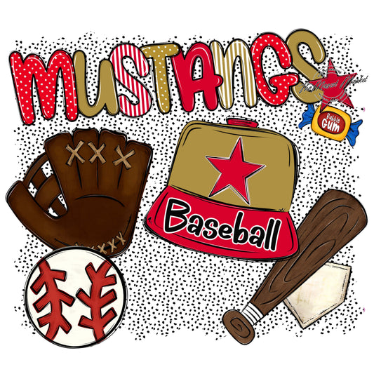 Mustangs Baseball Spirit-Red & Gold