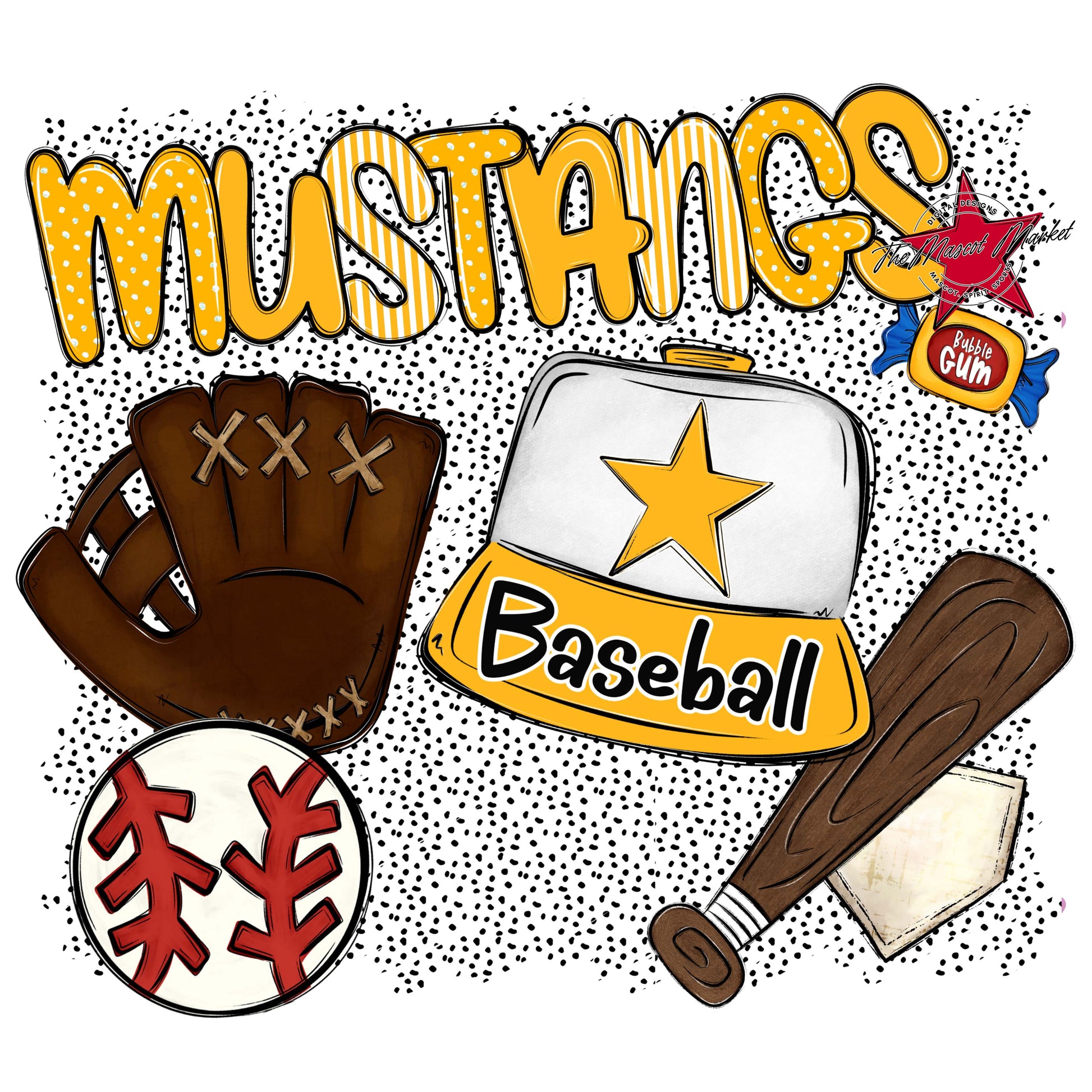 Mustangs Baseball Spirit-Yellow