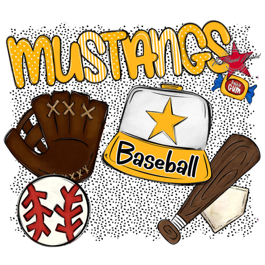 Mustangs Baseball Spirit-Yellow