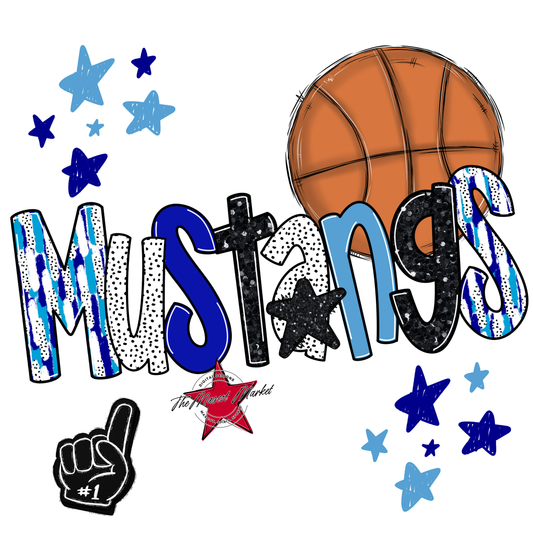 Mustangs Basketball Scrape-Blue-Carolina Blue