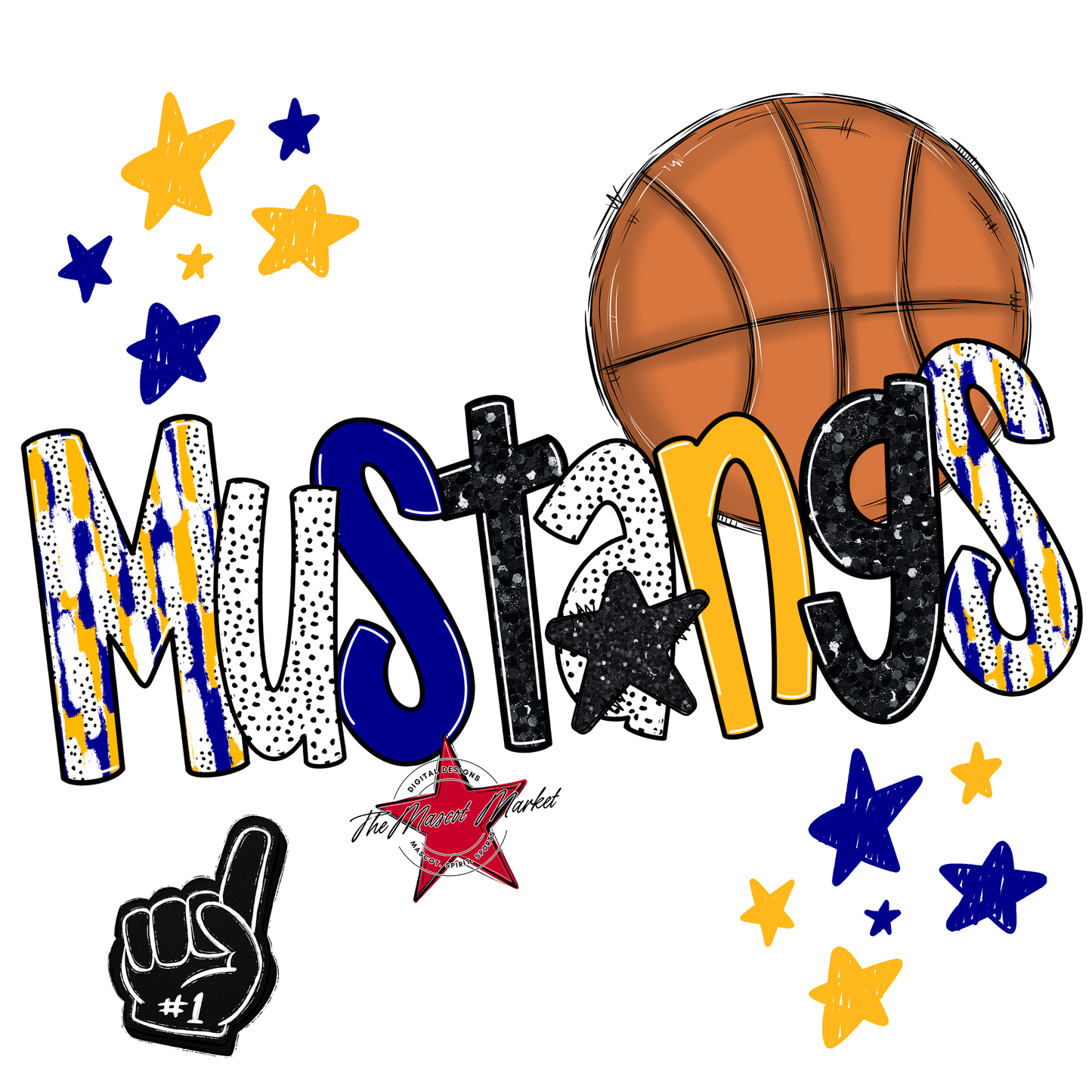 Mustangs Basketball Scrape-Blue-Yellow