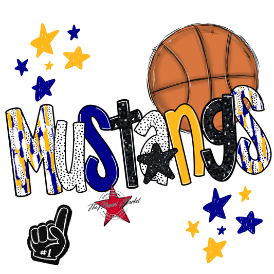 Mustangs Basketball Scrape-Blue-Yellow