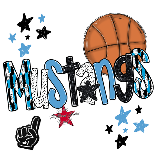Mustangs Basketball Scrape-Carolina Blue