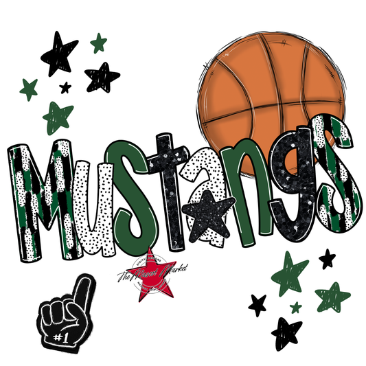 Mustangs Basketball Scrape-Green