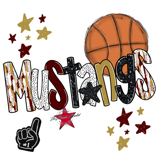 Mustangs Basketball Scrape-Maroon-Gold