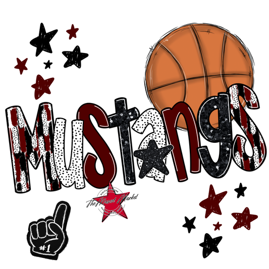 Mustangs Basketball Scrape-Maroon