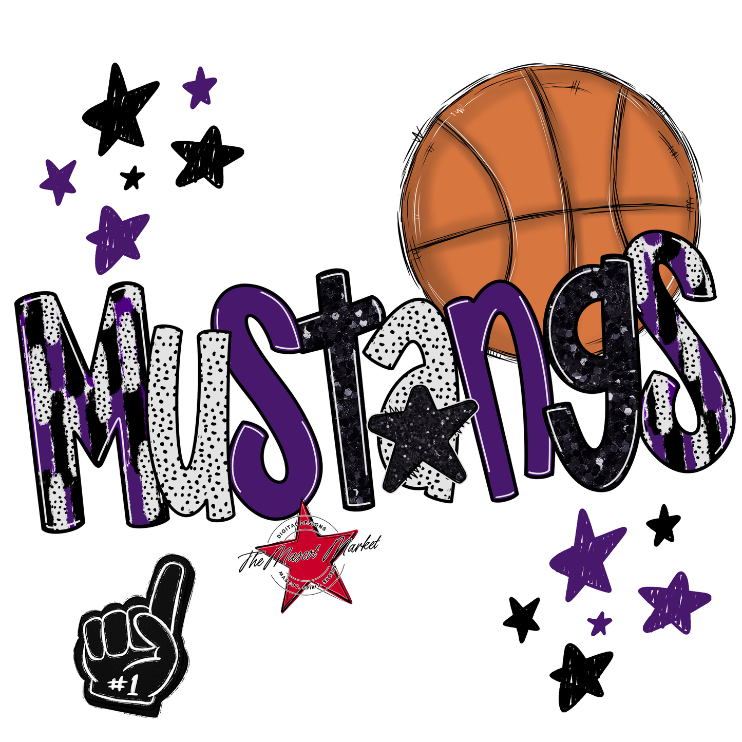 Mustangs Basketball Scrape-Purple
