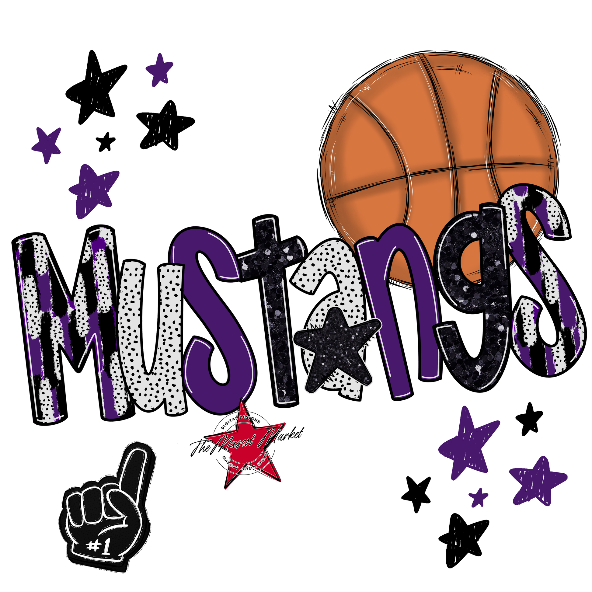 Mustangs Basketball Scrape-Purple