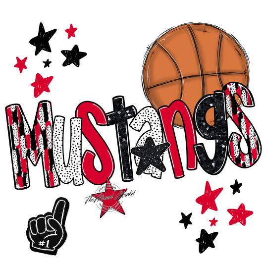 Mustangs Basketball Scrape-Red