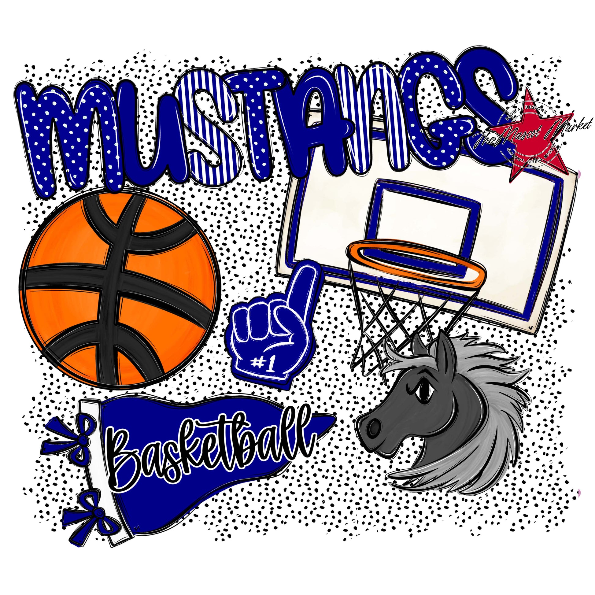 Mustangs Basketball Spirit-Blue