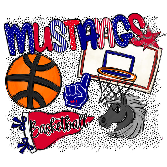 Mustangs Basketball Spirit-Blue & Red