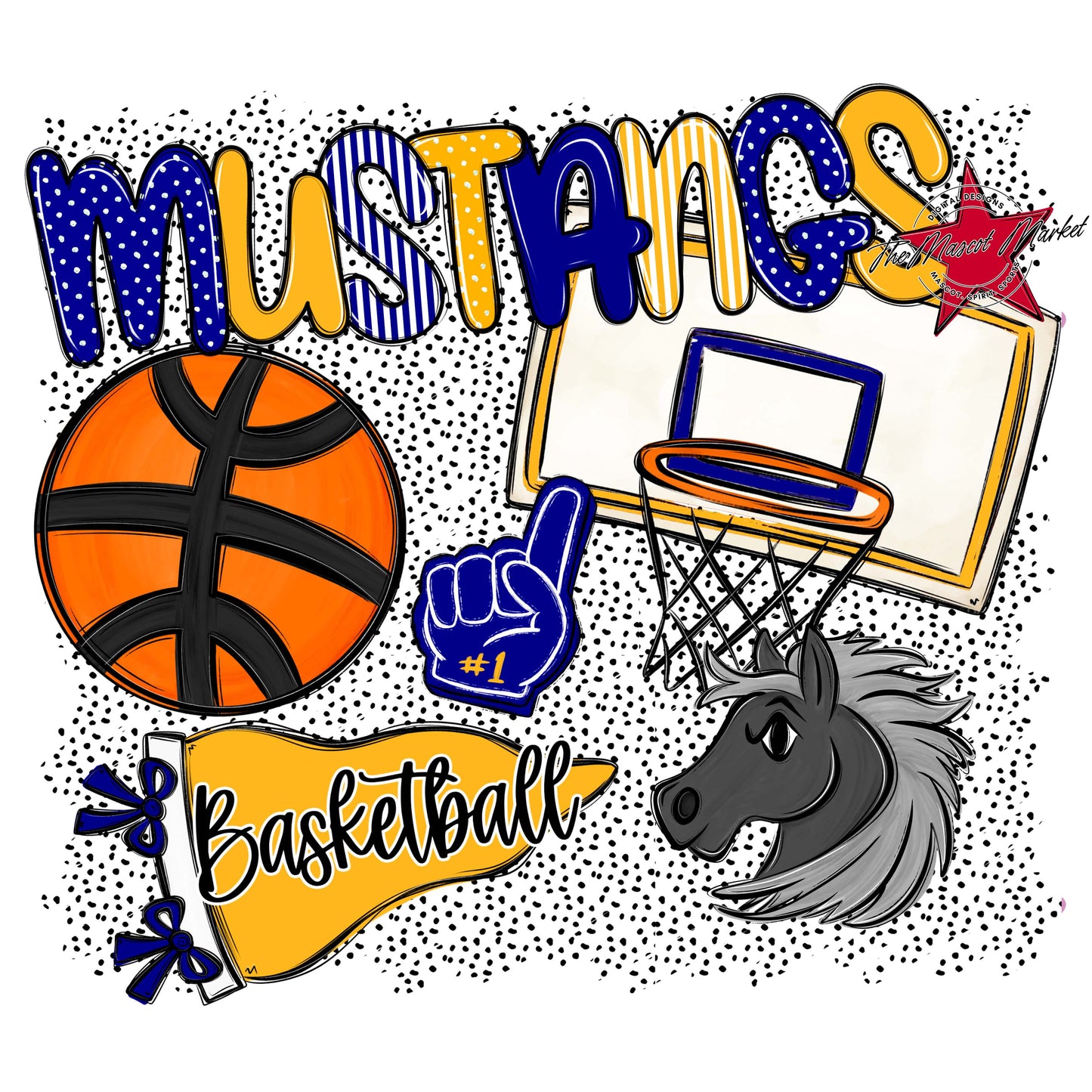 Mustangs Basketball Spirit-Blue & Yellow