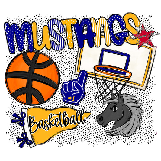Mustangs Basketball Spirit-Blue & Yellow