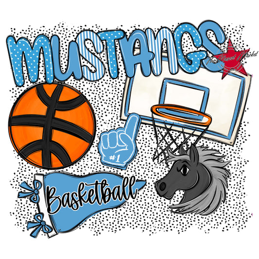Mustangs Basketball Spirit-Carolina Blue