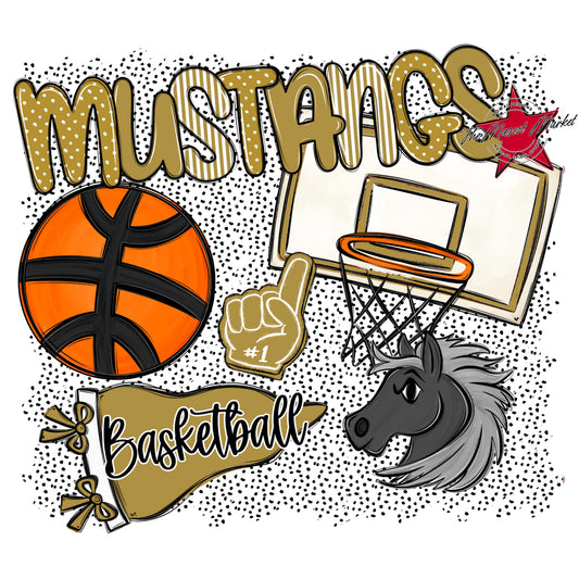 Mustangs Basketball Spirit-Gold