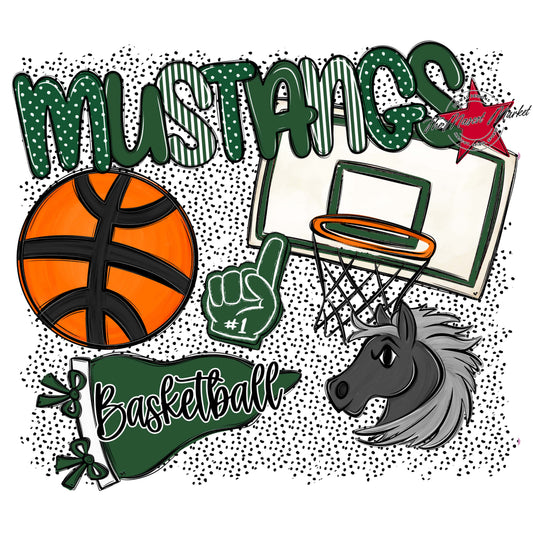 Mustangs Basketball Spirit-Green