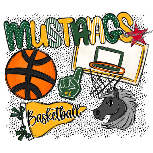 Mustangs Basketball Spirit-Green & Yellow