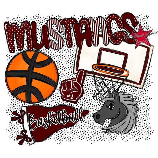 Mustangs Basketball Spirit-Maroon