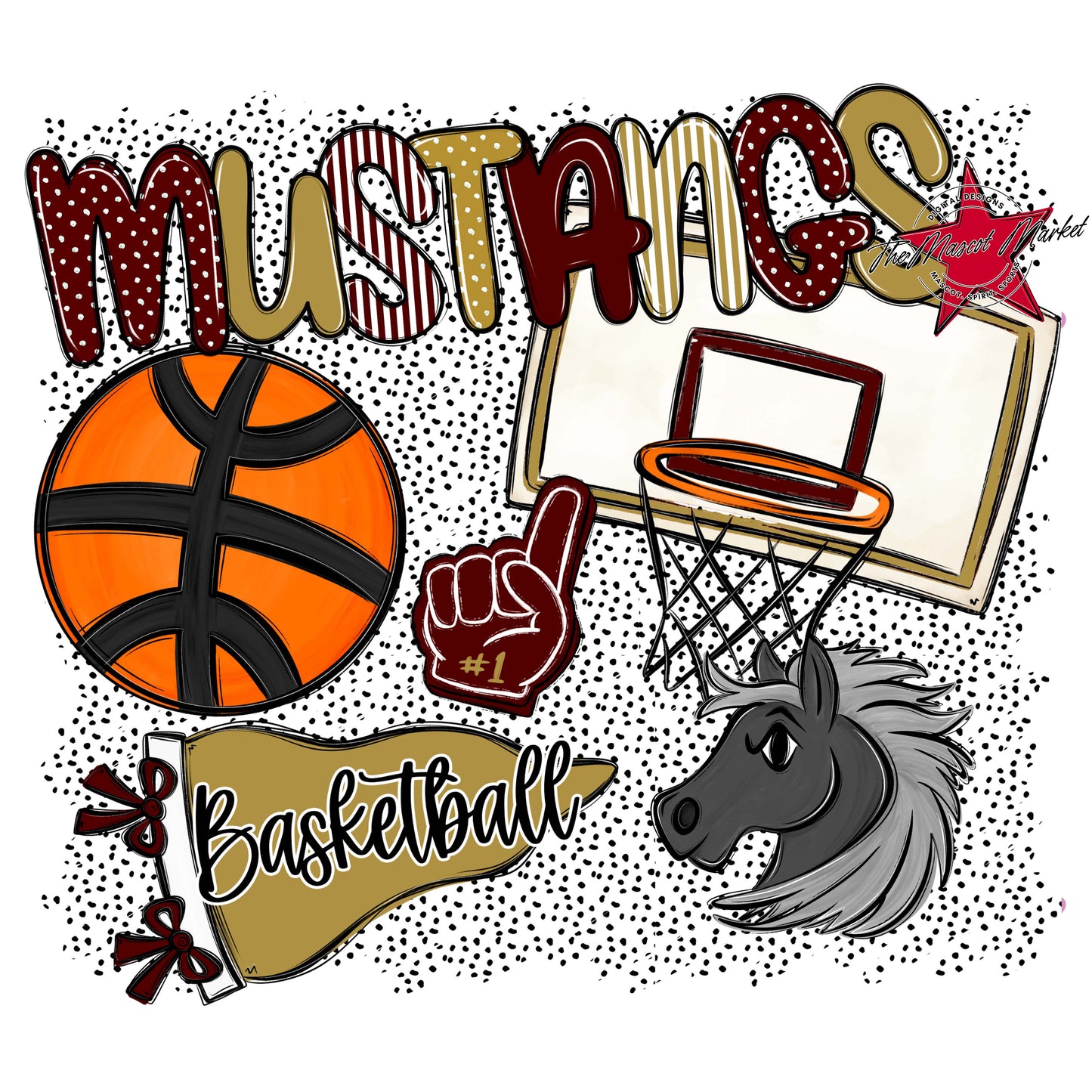 Mustangs Basketball Spirit-Maroon & Gold