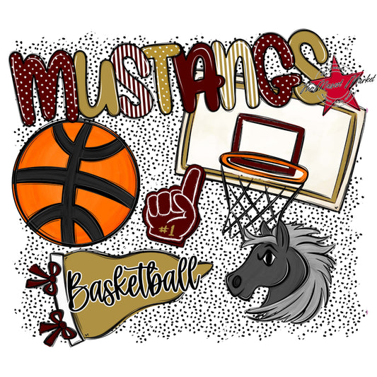 Mustangs Basketball Spirit-Maroon & Gold