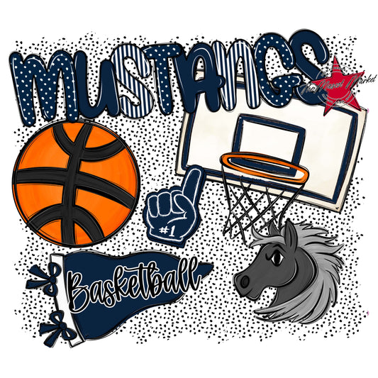 Mustangs Basketball Spirit-Navy