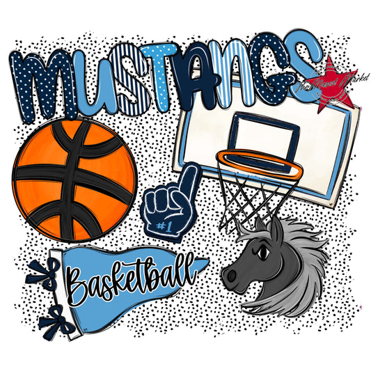 Mustangs Basketball Spirit-Navy & Carolina Blue